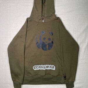 XL green WWF hoodie with custom screen printing